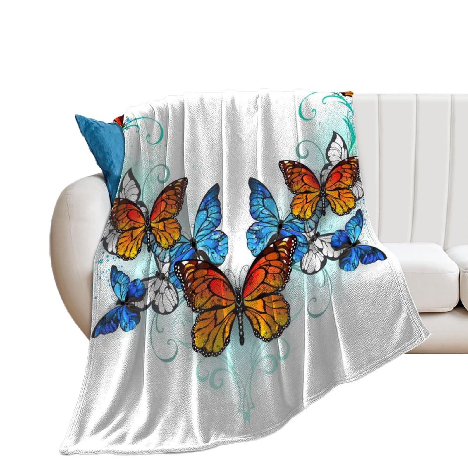 Couverture polaire papillon plaid canapé flanelle doux 130x150cm