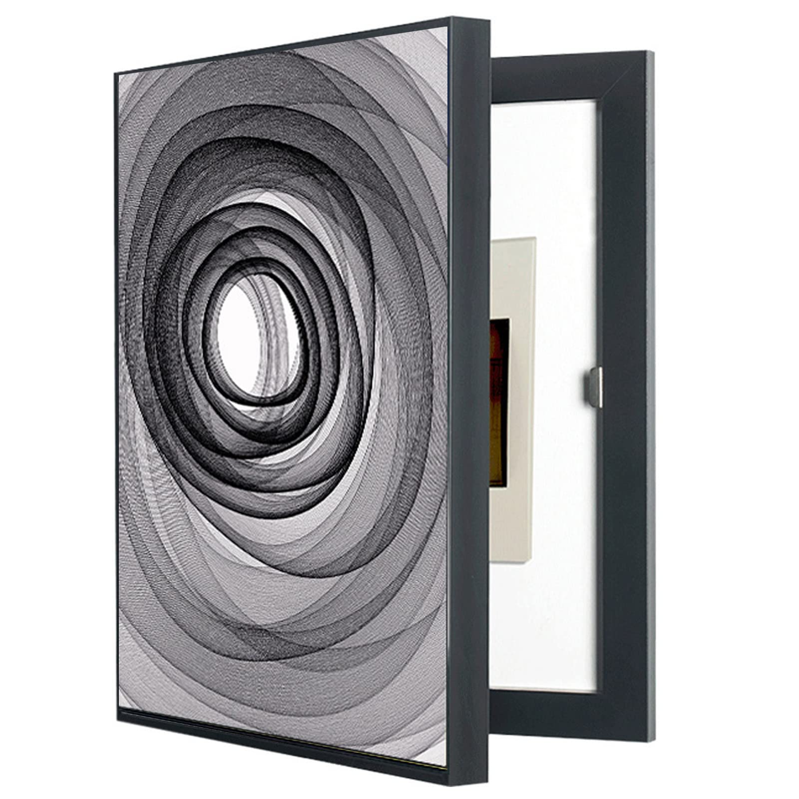 ZMQU Office Distribution Box Decorative Cover 40x50cm Black Canvas PS Frame Free Drilling(Onecolor)