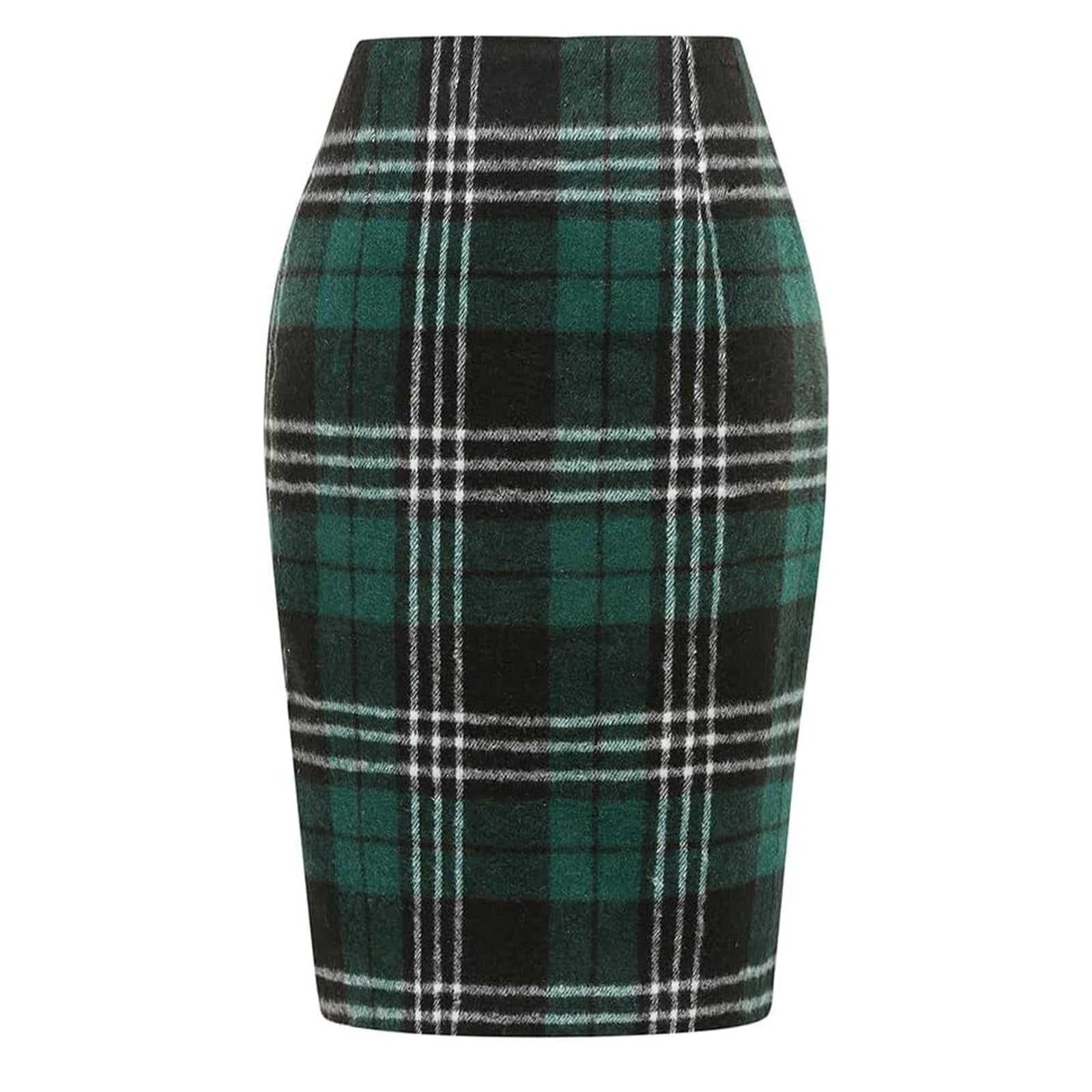 Plaid Pencil Skirts for Women Bodycon Knee Length Sexy Tweed Midi Skirts Mini Skort Dressy Casual Winter Tartan
