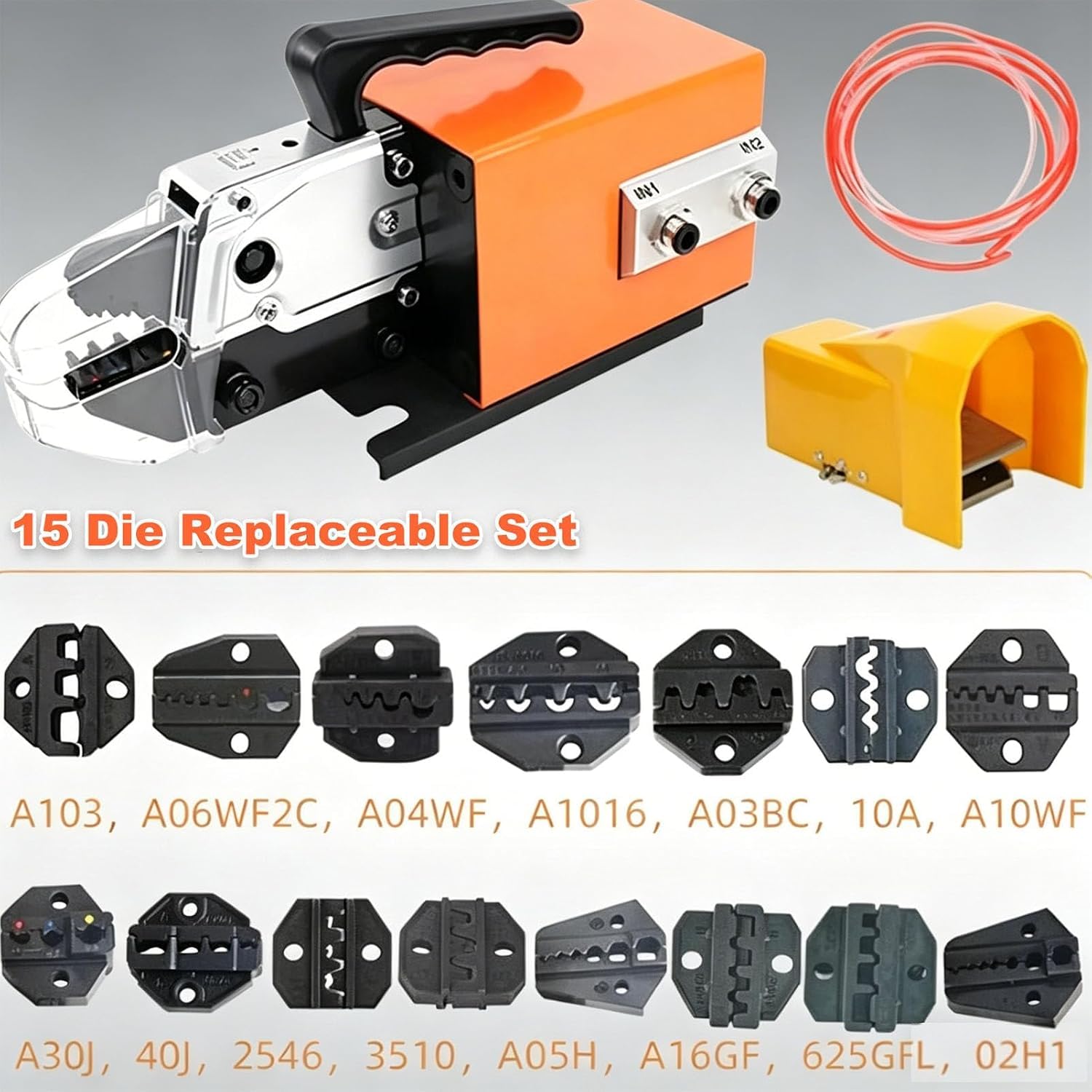 Pince à sertir pneumatique 0,5-16 mm² avec matrices interchangeables connecteurs de fils