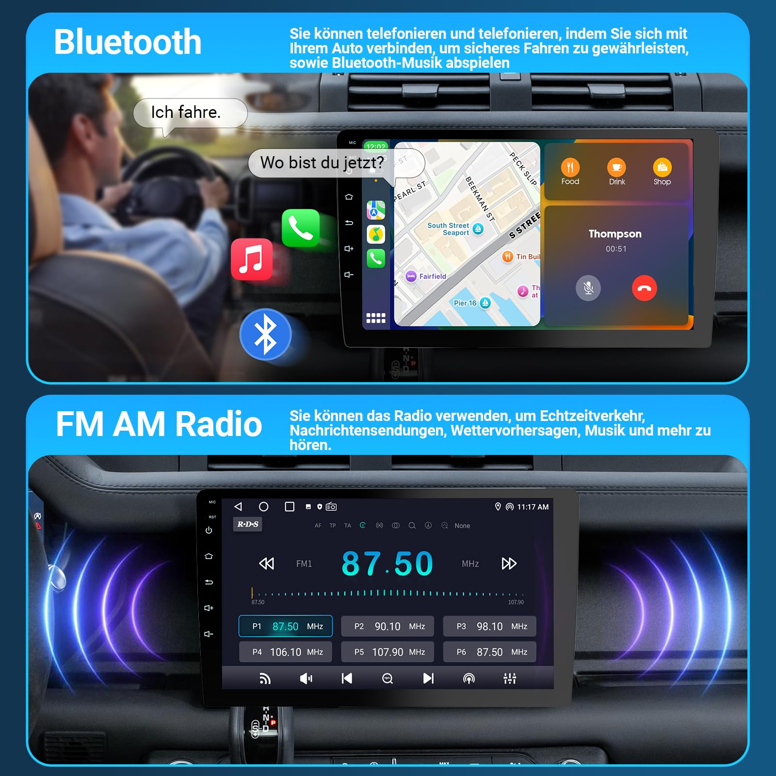 Haudio Autoradio 2 DIN Kompatibel mit Apple Carplay & Android Auto, 9 Zoll Touchscreen Autoradio mit Rückfahrkamera,GPS,Mirror Link, Sprachsteuerung, SWC/FM/AM, 25 Sets UI für alle Fahrzeuge -2+64 GB