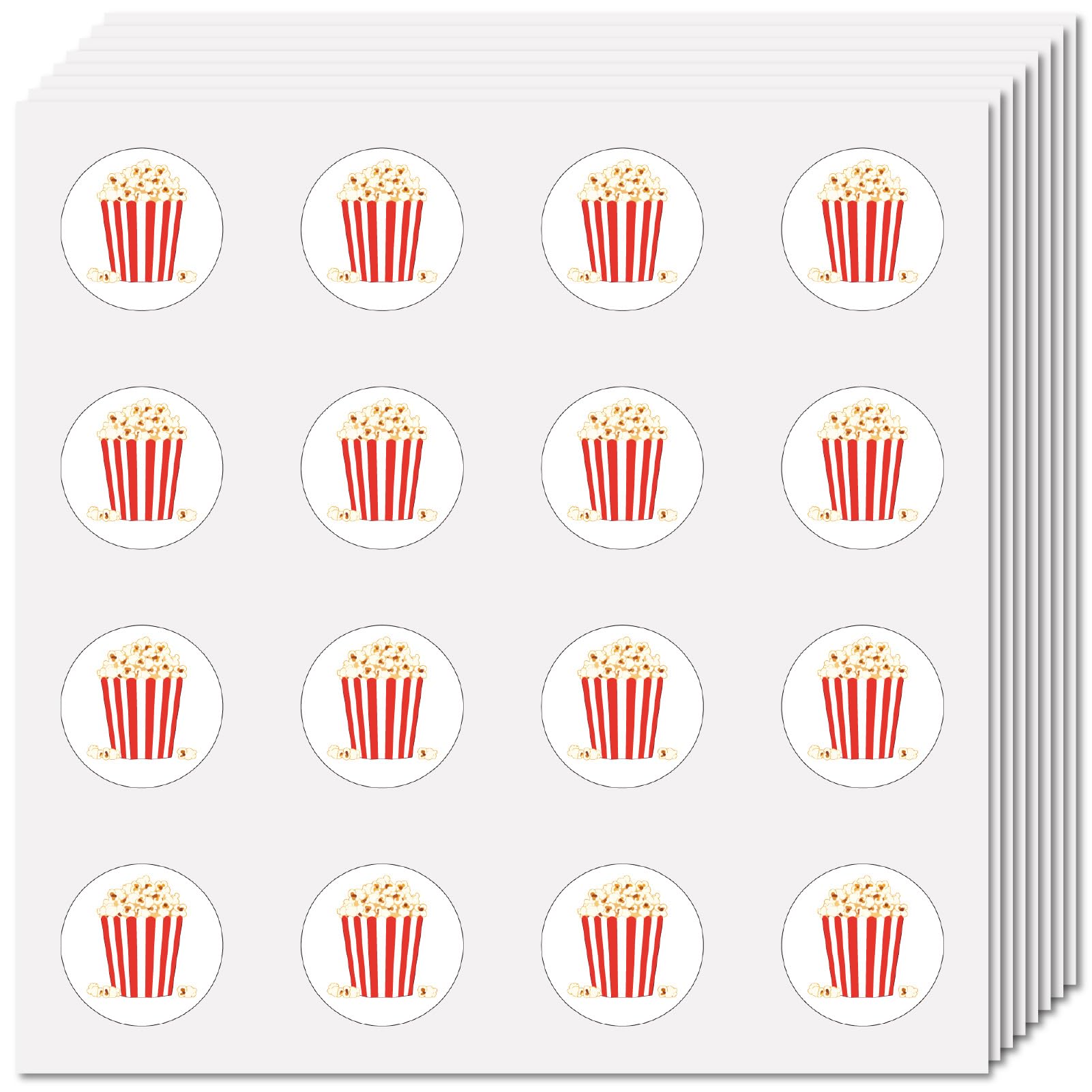 CREATCABIN 128Pcs Mini Popcorn Stickers Bulk Party Food Stickers 0.98Inch Small Round Dot Circle Adhesive Decorative Decals for Teacher Reward Planner Scrapbooking Laptop Calendar Envelope Album Decor