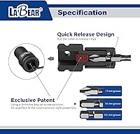 Vista 2 de LABEAR - Adaptador de llave de impacto con convertidor de hembra de 1/2" a hexagonal de 1/4", liberación rápida, mandril de cambio rápido, adaptador