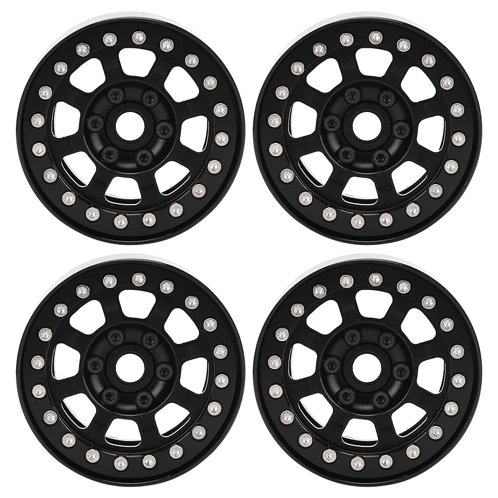 4 unids/set llanta de rueda accesorio de actualización de metal apto para coche RGT 86100 1/10 RC (Black R86083BL)