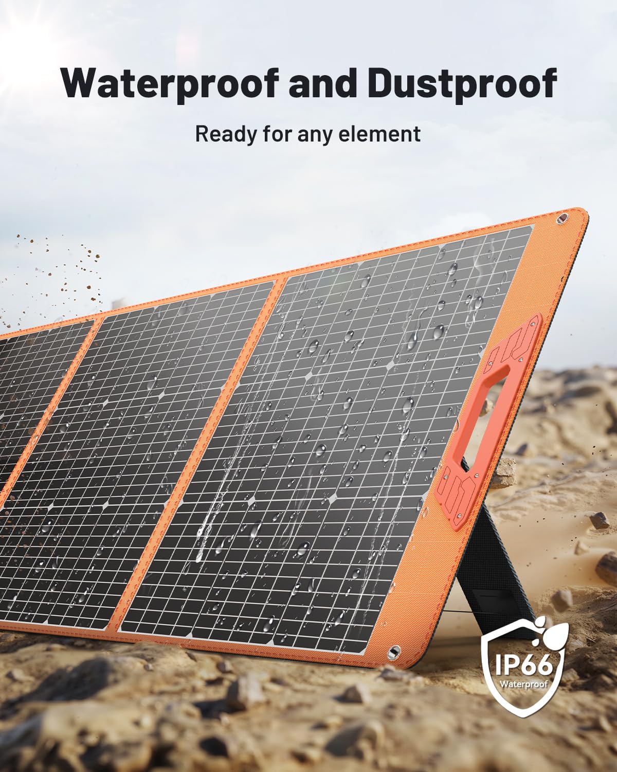 Pannello solare portatile da 200 watt, pannello solare pieghevole impermeabile IP65 da 18 V per centrale elettrica, caricatore solare con supporti regolabili e cavo MC-4 per computer portatile,