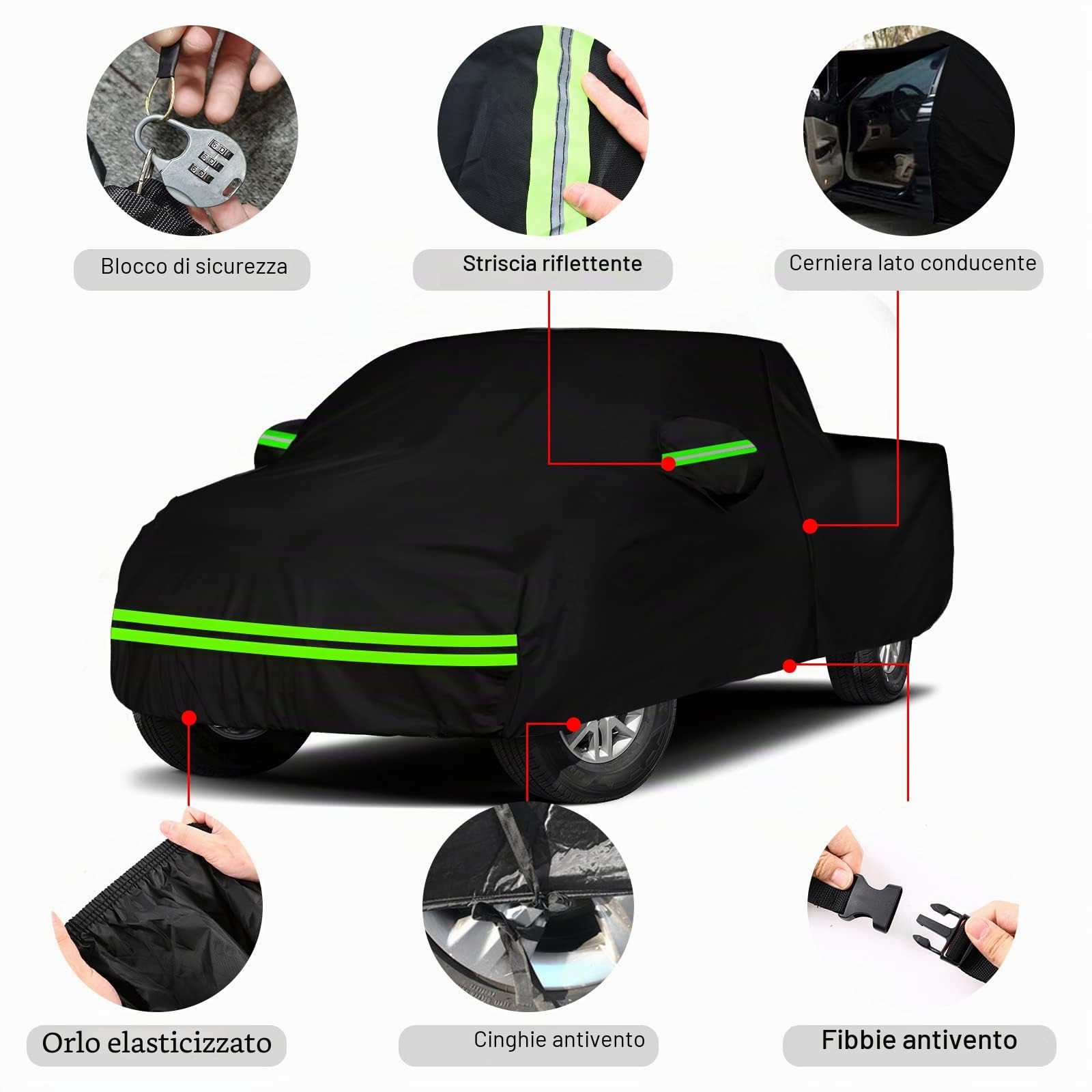 Telo copriauto Pickup, Copertura per Auto Compatibile con Ford Ranger Toyota Hilux Nissan Navara, Impermeabile Traspirante Telo Auto Copriauto da Esterno protezione da neve, pioggia, polvere