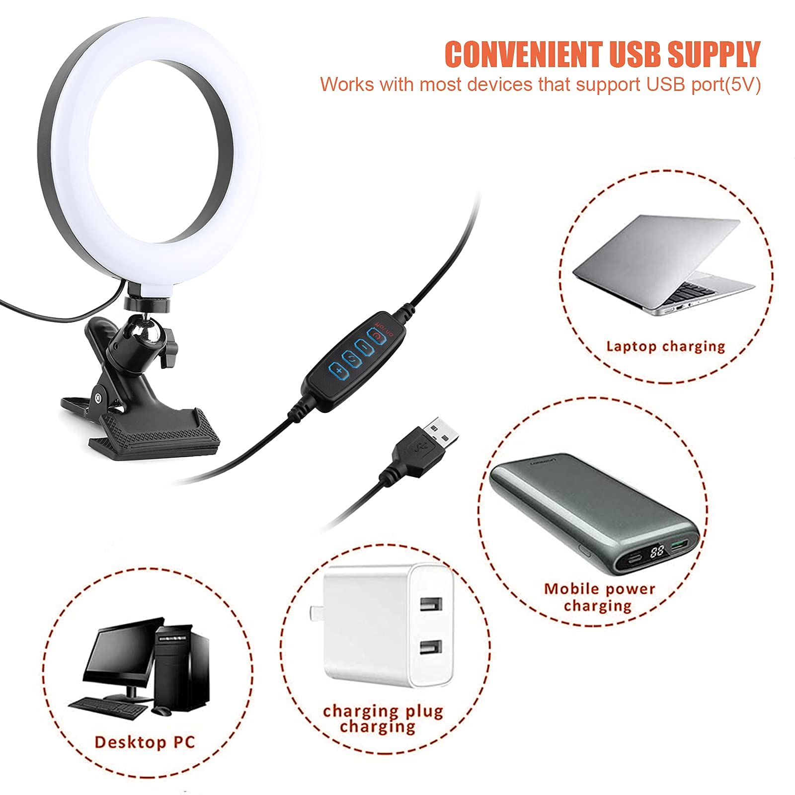 Ringlicht, 6'' Videokonferenz Beleuchtung Licht, Videokonferenz-Beleuchtungsset Zoom Licht, Webcam Licht, Ringlampe mit Clip für Videokonferenzen Video Calls Live-Stream Computer Laptop