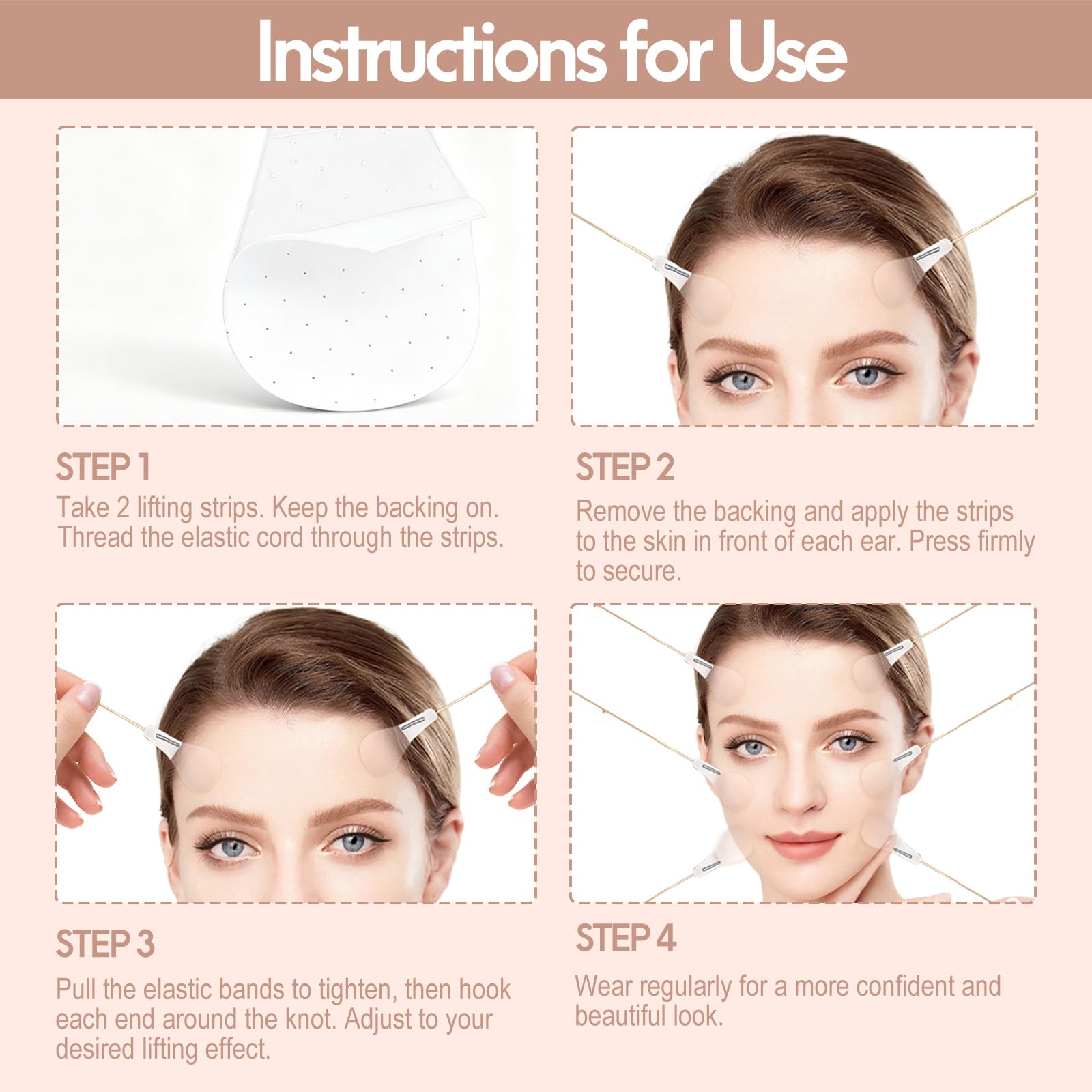 80 Pezzi Face Lift Tape Invisible, Cerotti Lifting Viso con Tiranti Regolabili, Adesivi Lift Viso Trasparenti Impermeabili, Effetto Lifting Istantaneo per Trucco Quotidiano VisoCollo