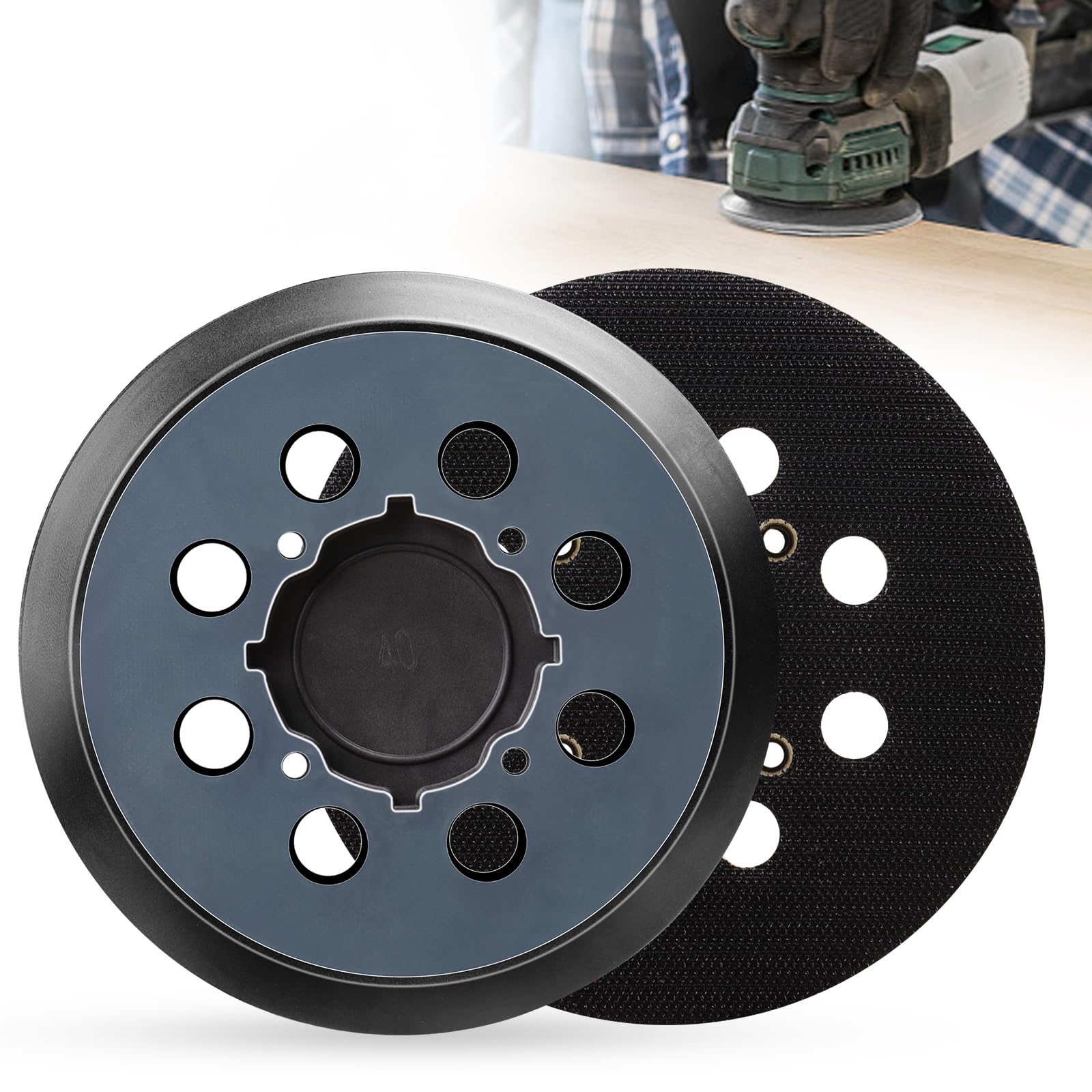 2 Pcs 5 Inch 8 Hole Sander Pad 4 Screw Holes Hole Hook and Loop