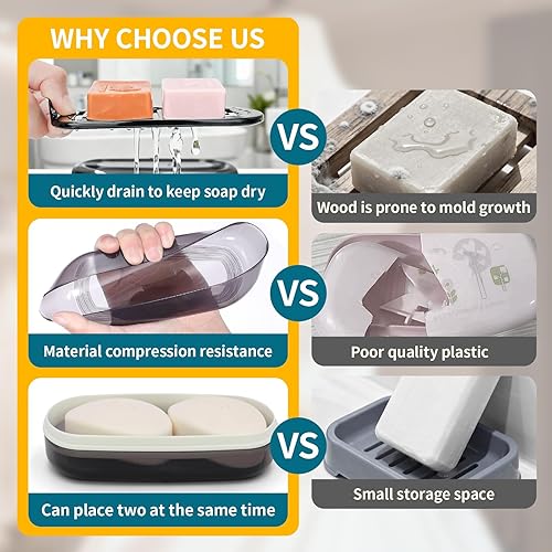 Miniatura 4 de Estuche de viaje para champú, compatible con la barra de champú Kitsch, elegante caja de jabón de gran tamaño con una capa de drenaje integrada.