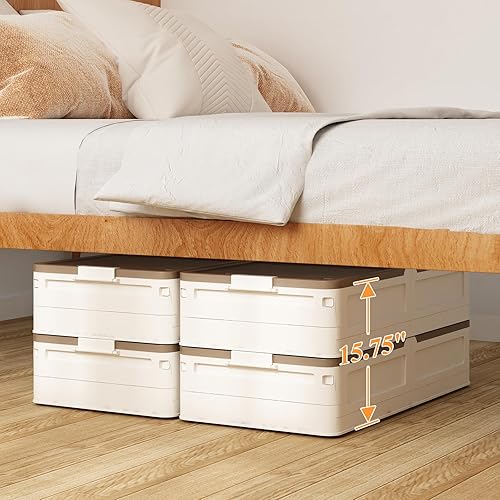 Miniatura 6 de GILLAS Paquete de 3 recipientes de plástico de almacenamiento debajo de la cama con tapas y ruedas, armario organizador de almacenamiento resistente