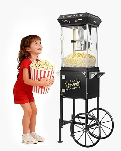 Carro de máquina de palomitas de maíz mejorado 2025 de 8 onzas, máquina para hacer palomitas de maíz con hervidor de acero inoxidable que hace hasta disponible en Yaxa Costa Rica