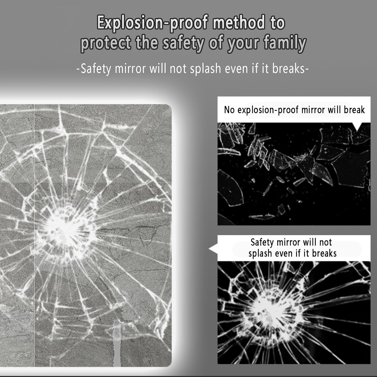 Diagram illustrating the explosion-proof safety feature of the mirror