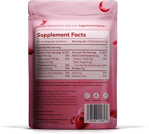 Miniatura 2 de SweetDreams Dream Gummies - Ayuda natural para dormir para adultos, 5 mg de melatonina, magnesio y L-teanina, suplemento de gomitas veganas, gomitas