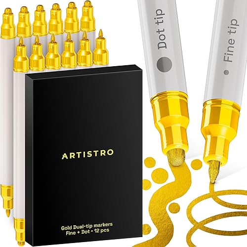 Miniatura 9 de ARTISTRO 36 marcadores de pintura acrílica para rocas, tela, madera, vidrio, decoración, bolígrafos de pintura de doble punta para libros de