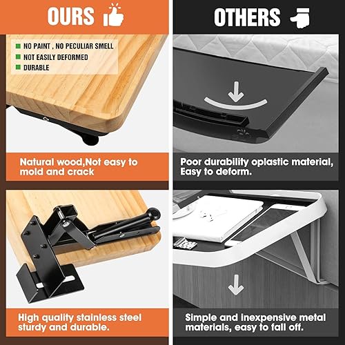 Miniatura 4 de Estante de noche plegable, hecho de madera y acero inoxidable, plegable, resistente y duradero, adecuado para mesas de noche de dormitorio