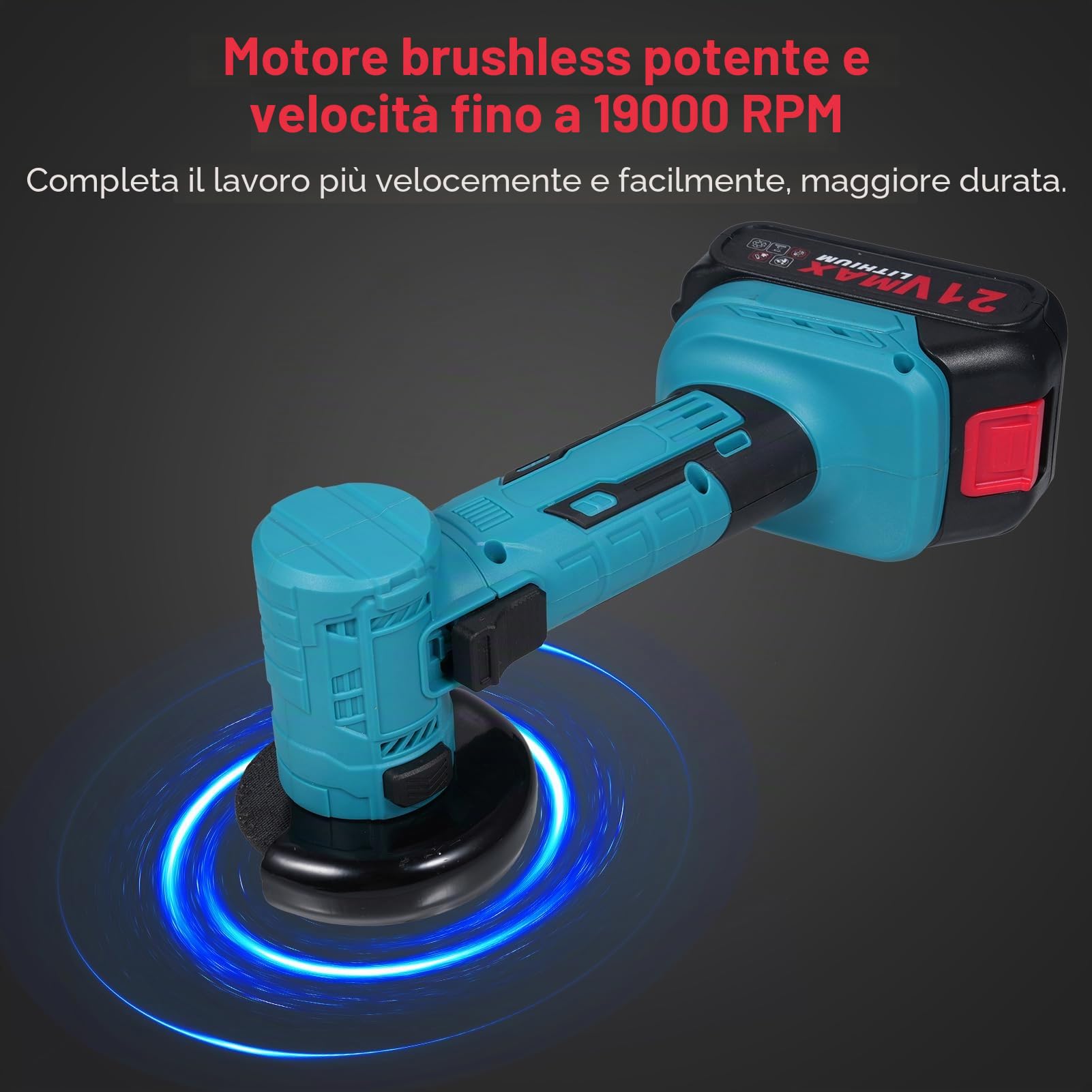 Set di smerigliatrice angolare a batteria da 21 V con motore elettrico brushless a 19.000 giri/min, potenti strumenti per smerigliatrici angolari con 2 caricabatterie da 1300 mAh per taglio