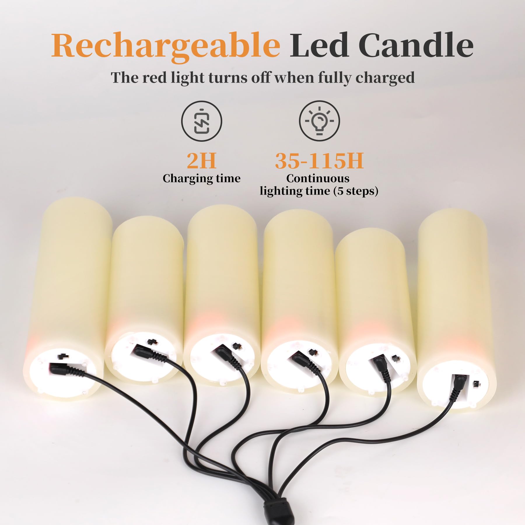 Forever Speed Candele LED Ricaricabili 6 Pezzi con Telecomando (12cm/14cm/16cm) Dimmerabile Candele Senza Fiamma con Cavo USB Flameless Candele per Decorazione per Feste, Matrimonio