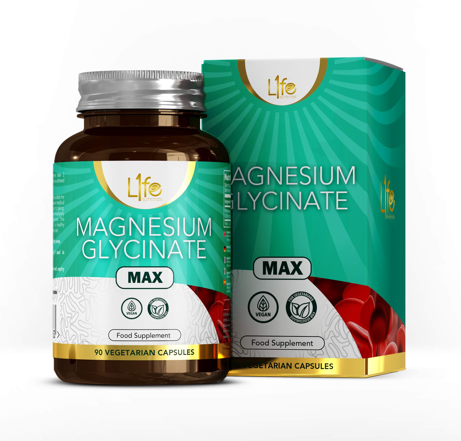 Buy LN Magnesium Glycinate Capsules 90 Vegan MagnesiumGlycinate Supplements 1250mg