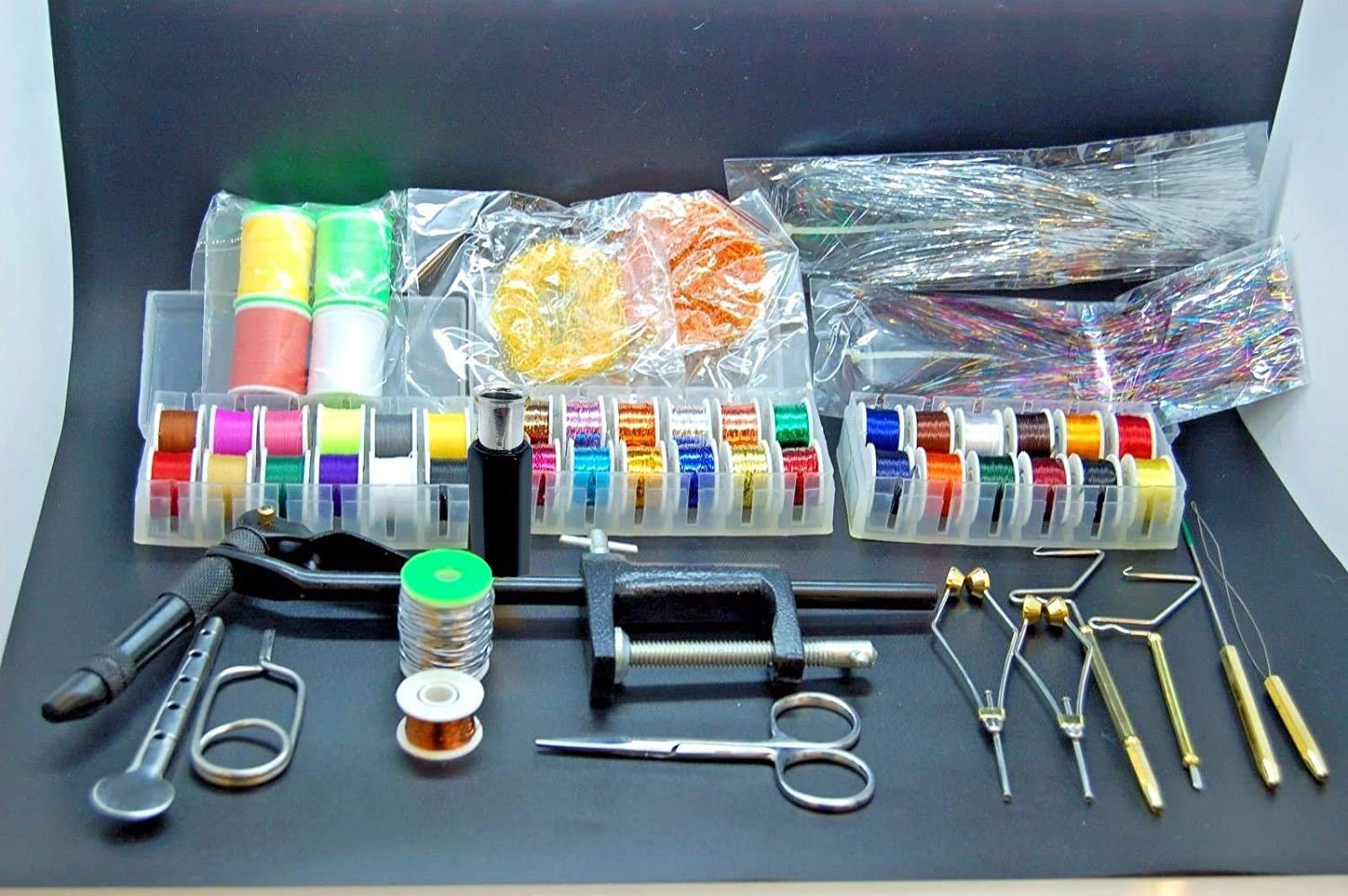 Olax Kit de Étau, Thread, Tinsel, Soie, Whip, Fil, Caisse pour Montage de Mouches