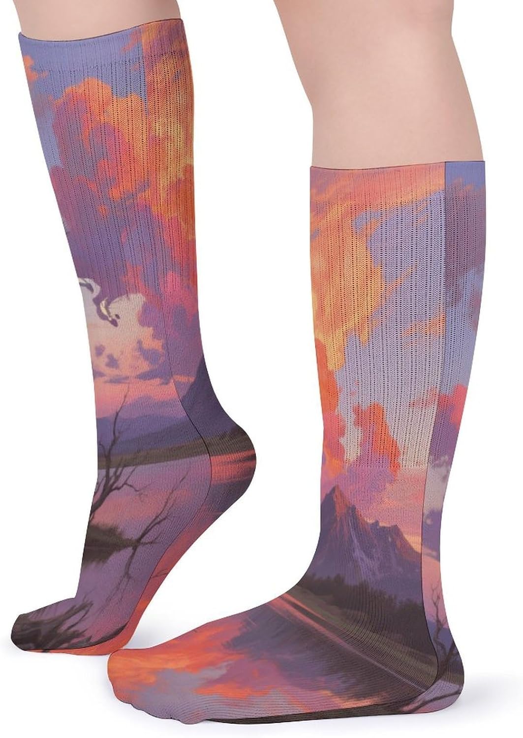 Fire Cloud Crew Socks High Stocking Thermal Socks | Tube Socks-Breathable-Moisture-Soft-wicking for Hospital Pilates Yoga for women men Grippy for office and daily walking