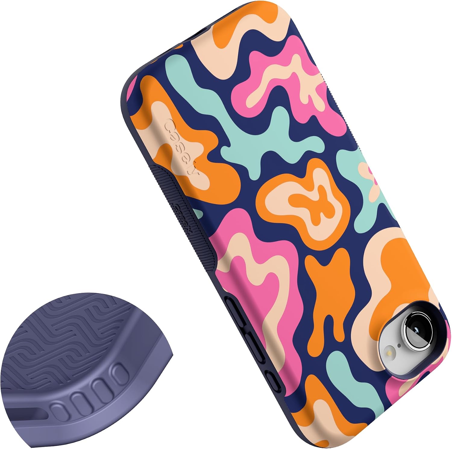 Casely iPhone 16e Case | Midnight Color Splash | Abstract Retro | Bold Protective Design | Compatible with MagSafe