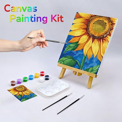 Miniatura 2 de VOCHIC Kit de pintura en lienzo predibujado para pintar para adultos y niños, kits de fiesta, suministros de fiesta de 12 x 16 pulgadas, lienzo de
