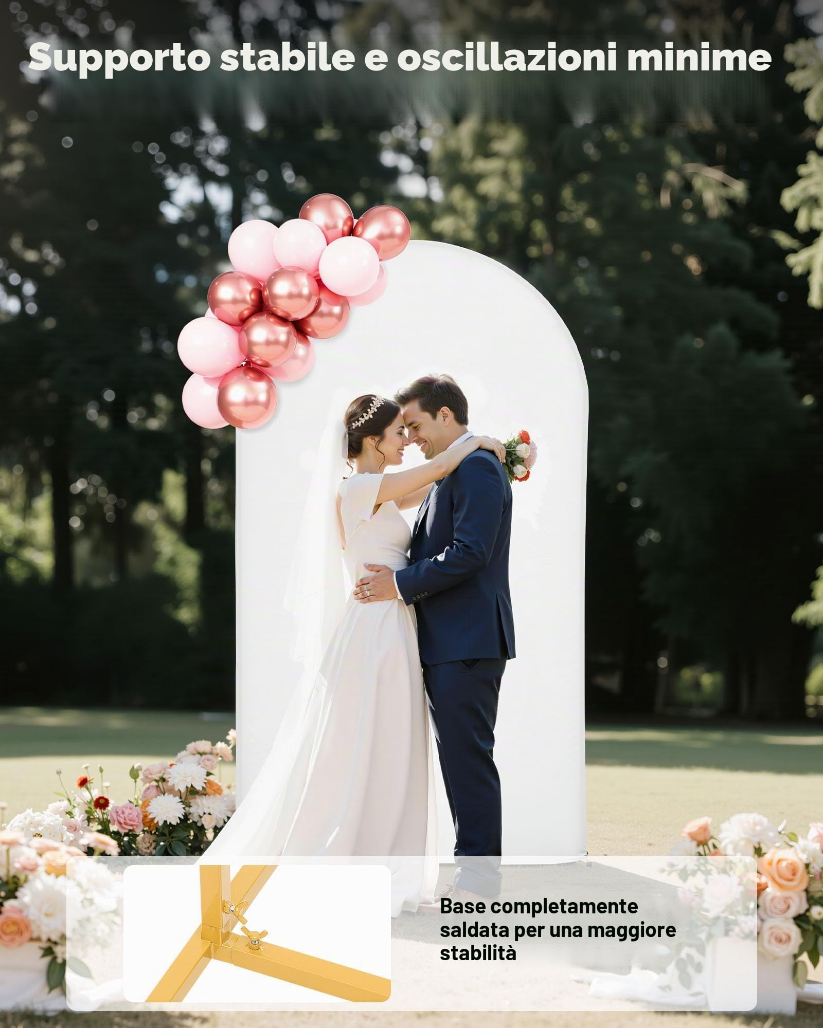 VEVOR Supporto per Fondale ad Arco 2,2 x 1,2 m, Struttura Stabile, Facile da Montare, Set di Fondali ad Arco per Feste con Copertura per Matrimoni, Feste di Compleanno, Decorazioni per Cerimonie