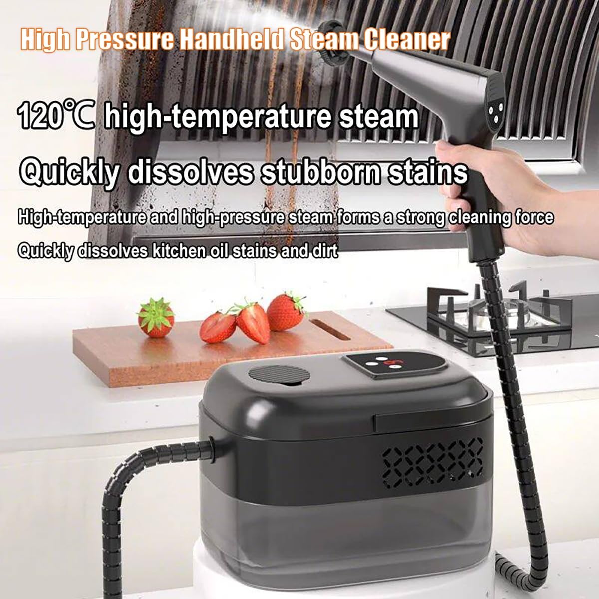Przenośny parowiec o mocy 2500 W z 6-stopniowym podwójnym sterowaniem i inteligentnym wyświetlaczem, wysokotemperaturowy parowiec pod ciśnieniem ze zbiornikiem(Black)