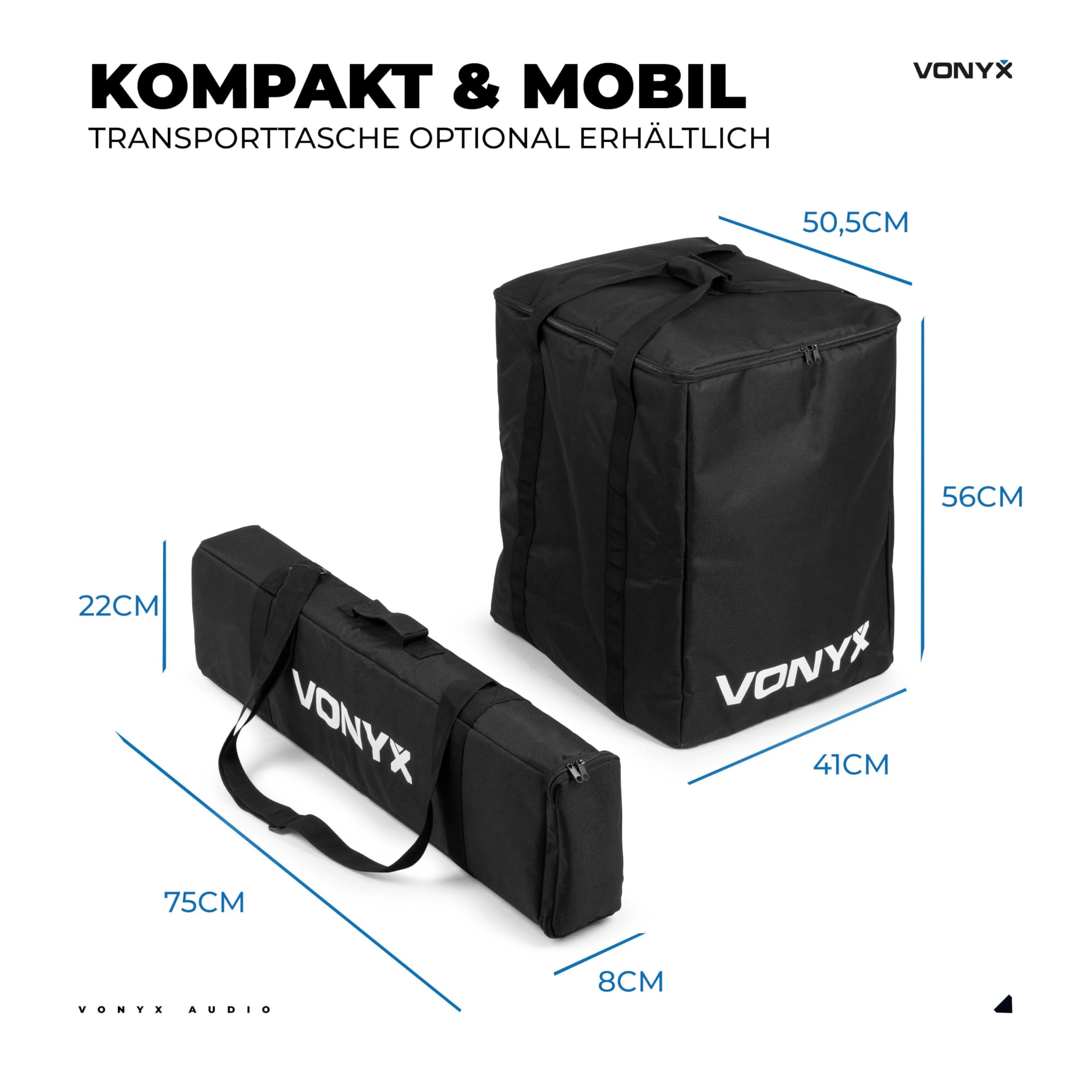 Vonyx VX822 Column Speaker System 2er Set PA Anlage Aktiv 1800 Watt Line Array Säulenlautsprecher 12 Zoll Subwoofer Bluetooth 5.0