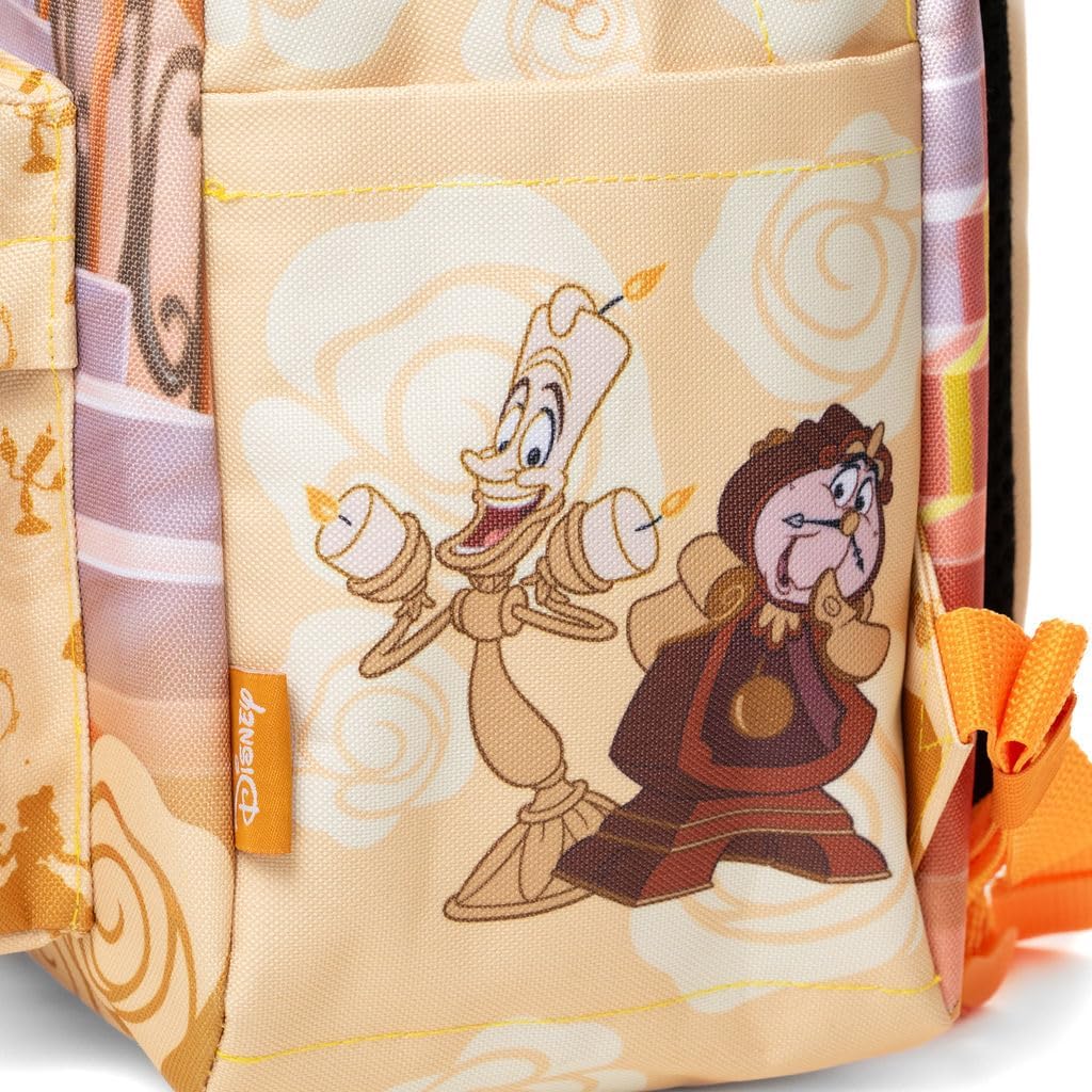 Wondapop Disney Princess Belle Backpack 16” Girls School Backpack with Laptop Sleeve, Front Pocket & Side Pockets, Beauty and the Beast Bookbag for Kids