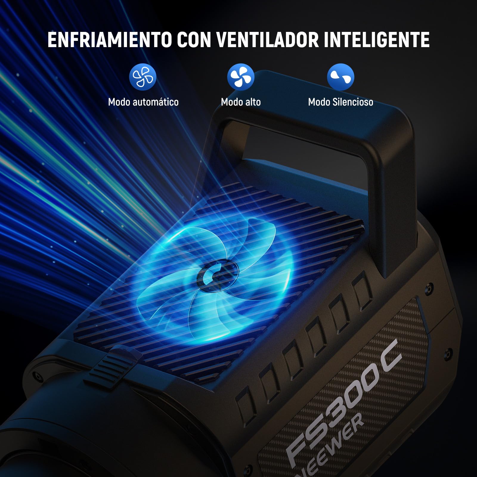 NEEWER 300W RGB Luz Vídeo LED App/2.4G Control 17 Efecto 2500-7500K 29000lux/1m COB Iluminación Salida Continua CRI95+/TLCI97+ 4 Curvas Atenuación Foco Bowens Mount para Fotografía de Estudio,FS300C