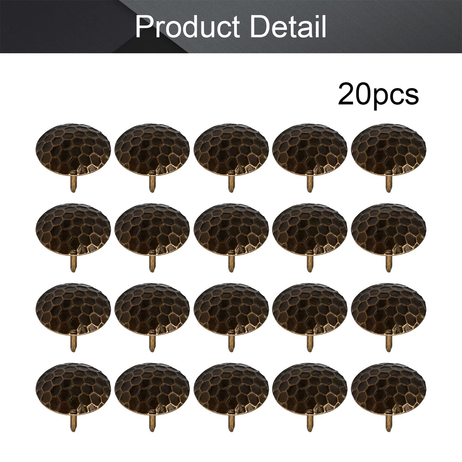 MroMax 0.75 Inch Head Upholstery Nails - 50 Pcs Antique Red Copper Thumb Tacks For Furniture, Cork Board & DIY - View #2