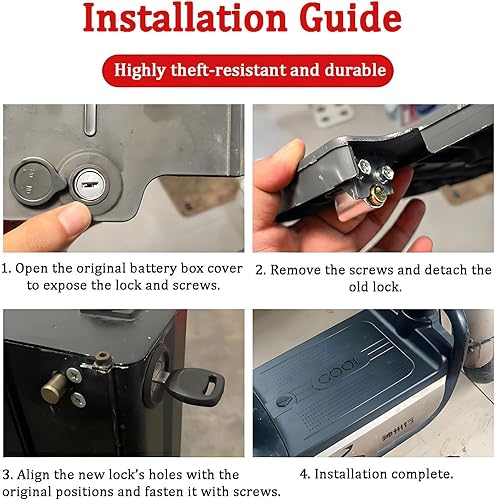 Miniatura 3 de Ebike - Cerradura de batería para bicicleta, cerradura de seguridad para caja de batería eléctrica, cilindro de seguridad antirrobo portátil para