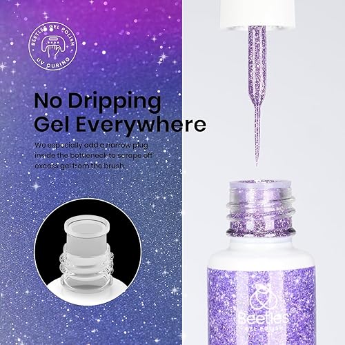 Miniatura 5 de Beetles Esmalte de uñas de gel para arte de uñas, 12 colores reflectantes, esmalte de uñas de gel con purpurina, dorado, plateado, rosa, azul,