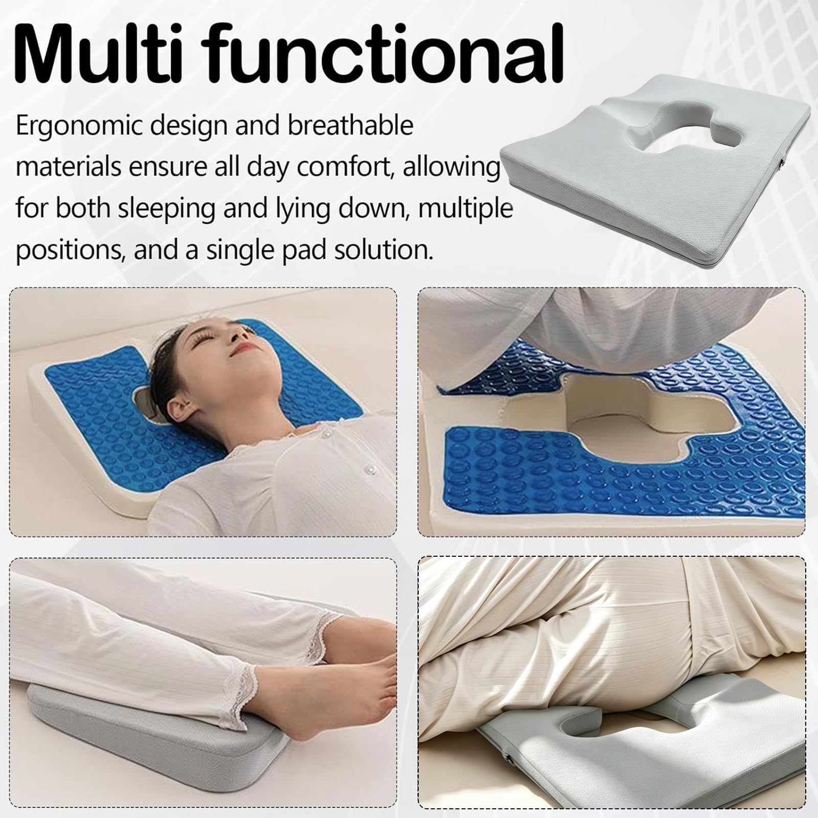 Cuscino Antidecubito, Cuscino per Seduta Emorroidario per Dolore Al Coccige Cuscino per Seduta in Memory Foam con Rivestimento in Tessuto per Persone Costrette A Letto e Lunghi Periodi Seduti