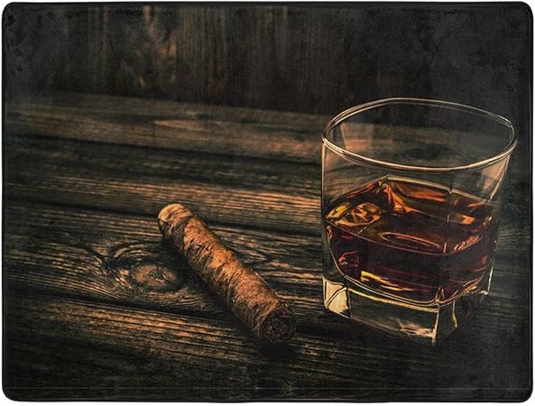 Amazon リビングルーム用滑り止めエリアラグ シガー 葉巻 ウイスキー ダイニング用フロアマット寮の部屋の寝室の装飾ラグフロアカーペット1 X160 Cm Hnyysm ホーム キッチン