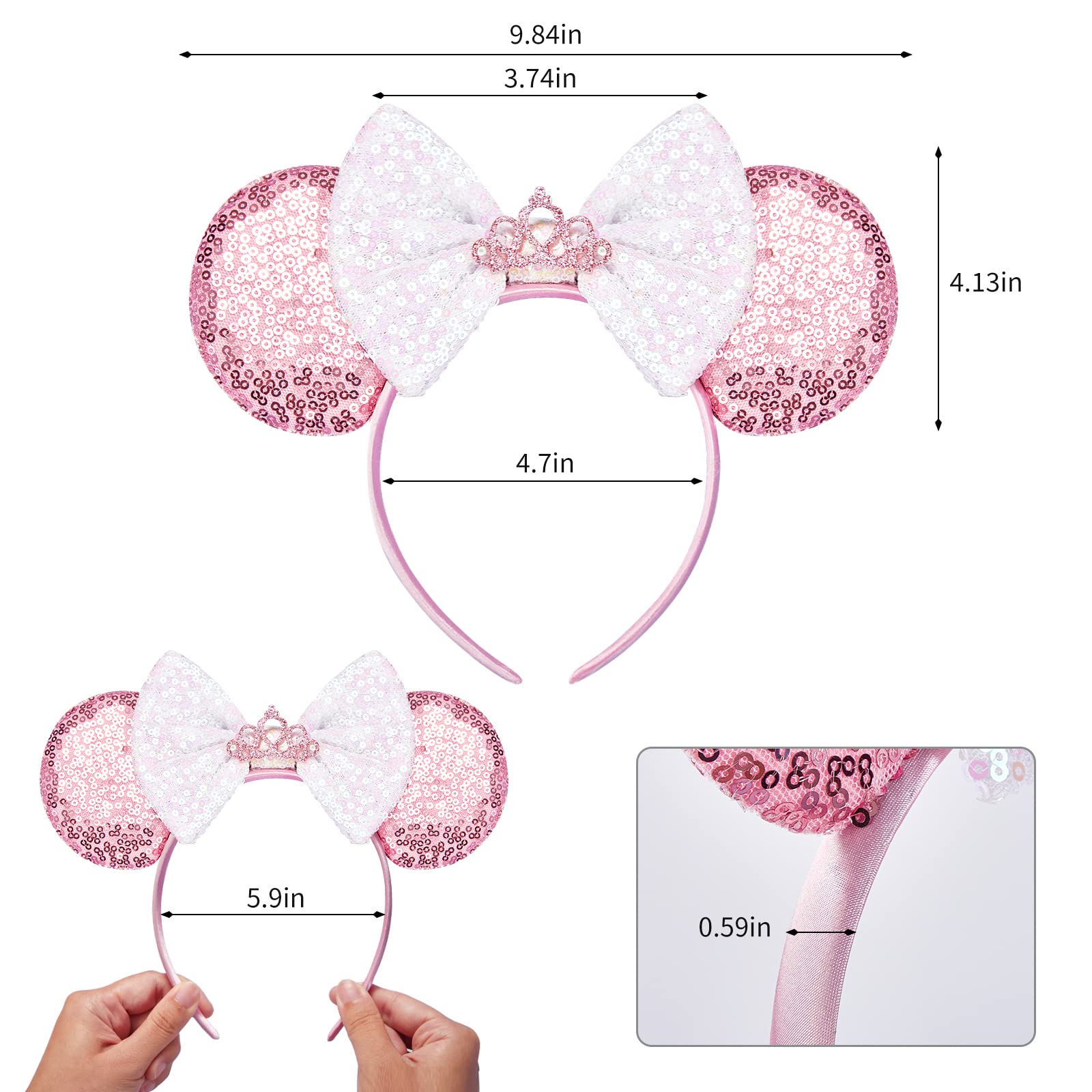 FANYITY Mouse Costume Ears,1 Pcs Mouse Ears Headbands for Girls & Women Party,Size Free