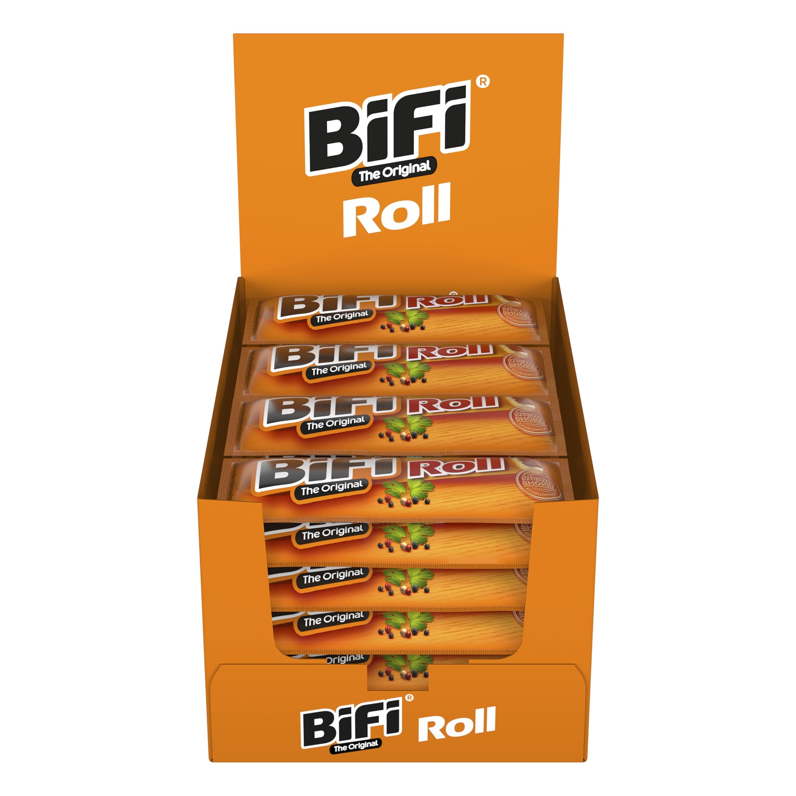 BiFi Roll – 30er Pack (30 x 45g) - Salami Snack in einem lockeren Teig – Original Wurstsnack To Go - für Unterwegs, im Büro oder beim Sport - mit Pfeffer, Koriander und Knoblauch