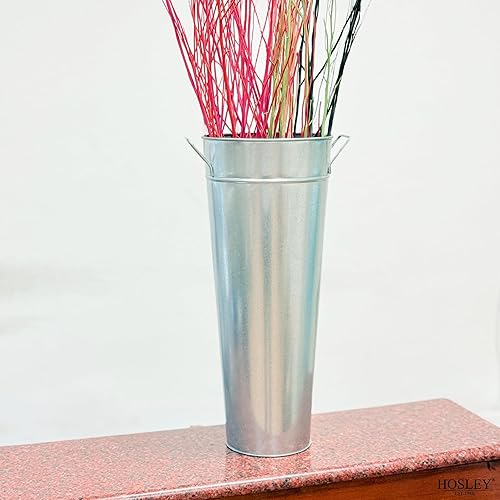 Miniatura 4 de Florero galvanizado de 15 pulgadas de altura Hosleys Ideal para arreglos de flores secas decorativas en el hogar como regalo de bodas salones de Spa