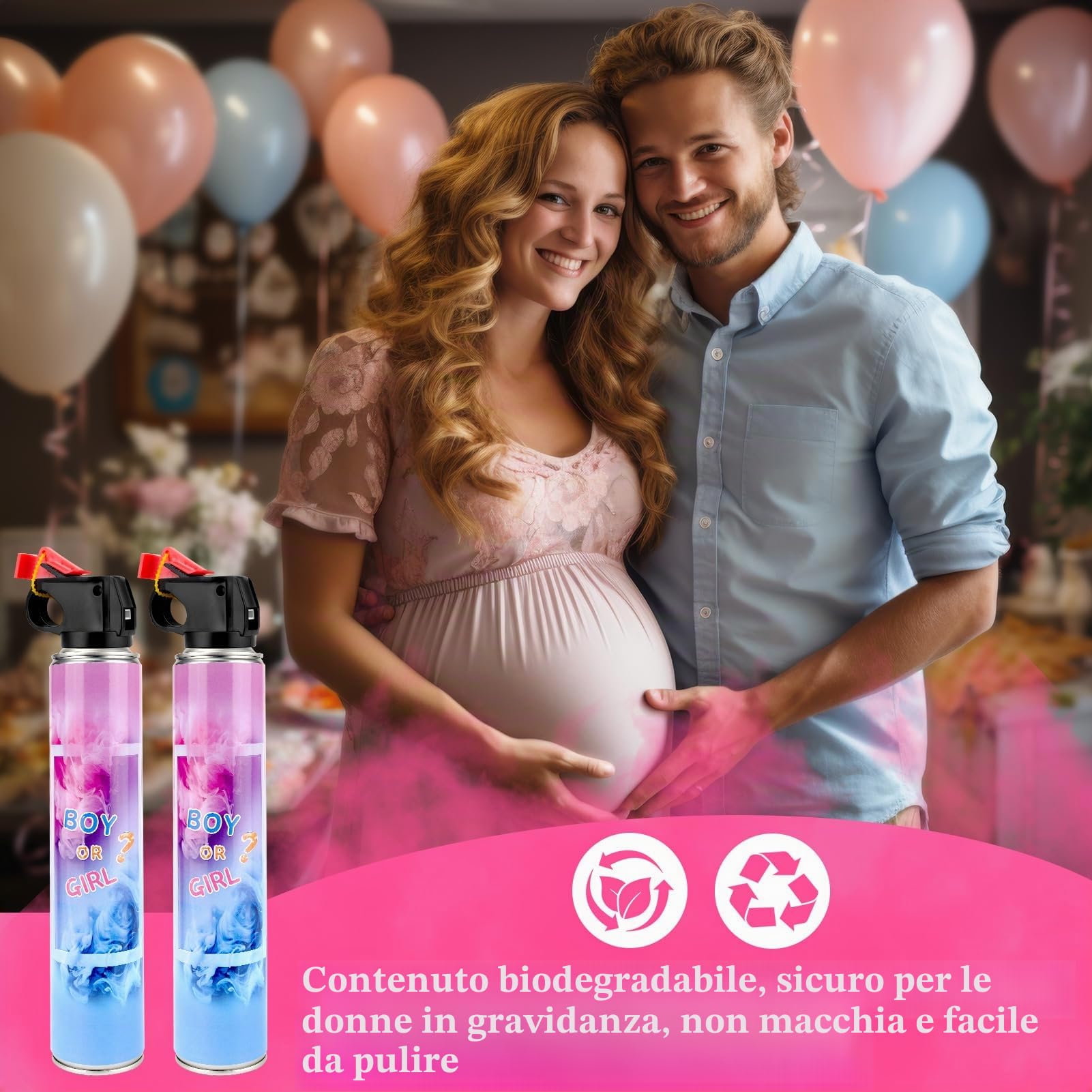 RISEMART Cannone fumogeno per rivelare il genere, pronto per foto, decorazione ecologica per feste per rivelare il genere, matrimoni, eventi sportivi e servizi fotografici (extra large, rosa