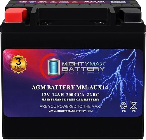 Mighty Max Battery Batería auxiliar MM-AUX14 12V 14Ah, 22RC, 200 CCA recargable AGM batería de coche
