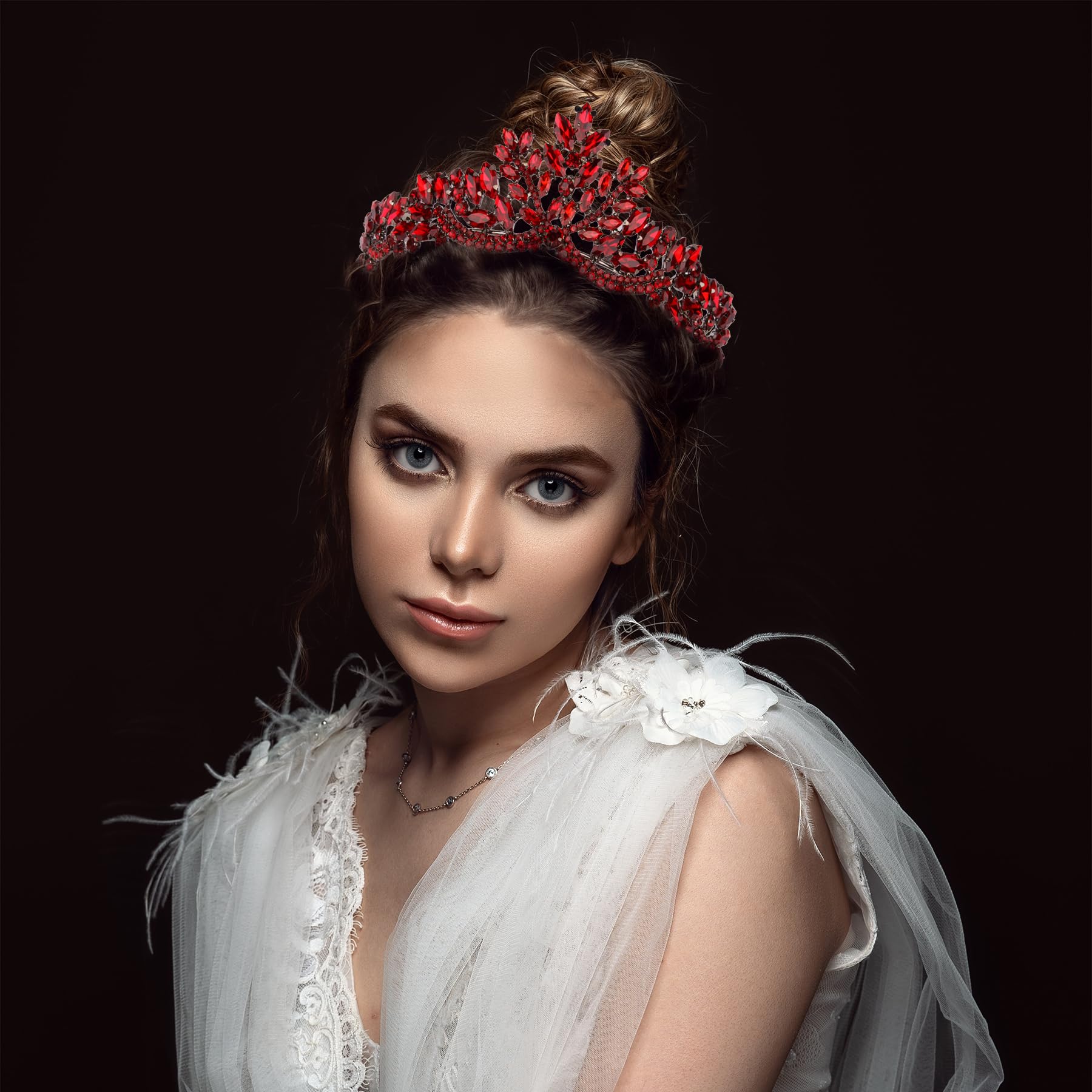 Damen Tiara Krone für Henna Hochzeit Party | Glitzer Haarschmuck für Braut | Anthrazit Design