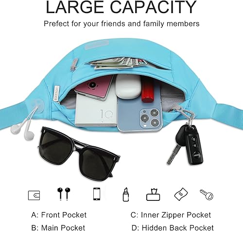 Miniatura 302 de MAXTOP - Cangurera cruzada grande con 4 bolsillos con cremallera, ideal para eventos deportivos, festivales, entrenamiento, viajes, correr y uso