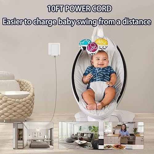 Miniatura 6 de BOEEA Power Cord Replacement for 4moms mamaRoo 24, for Rockaroo Baby Swing, for mamaroo 2015 Infant Seat Bouncer,12V 3A AC Adapter Charger, 10 Ft