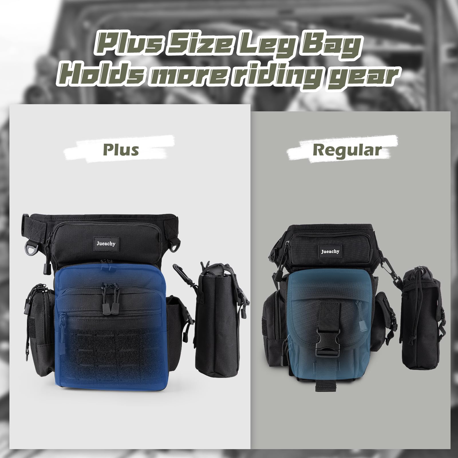 Jueachy Sac de jambe pour homme : sac de cuisse tactique pour accessoires de moto, grande pochette à outils de détection de métal, pochette d'extérieur pour la randonnée, la pêche, la chasse