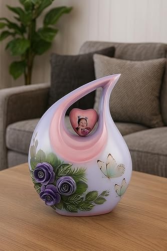 Miniatura 32 de Urna de corazón de lágrima dorada blanca para cenizas humanas Urnas de cremación para cenizas adultas Urna de ceniza funeraria para hombres