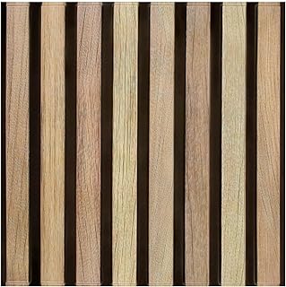 Commomy 10 Pcs 3D Faux Wood Slat Wall Panel Peel and Stick - 11.8
