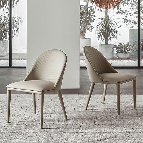 Miniatura 7 de Sillas de comedor, Silla de comedor de cuero de mediados de siglo tapizada de cocina y maquillaje silla, Sillas para comedor(Marrón)