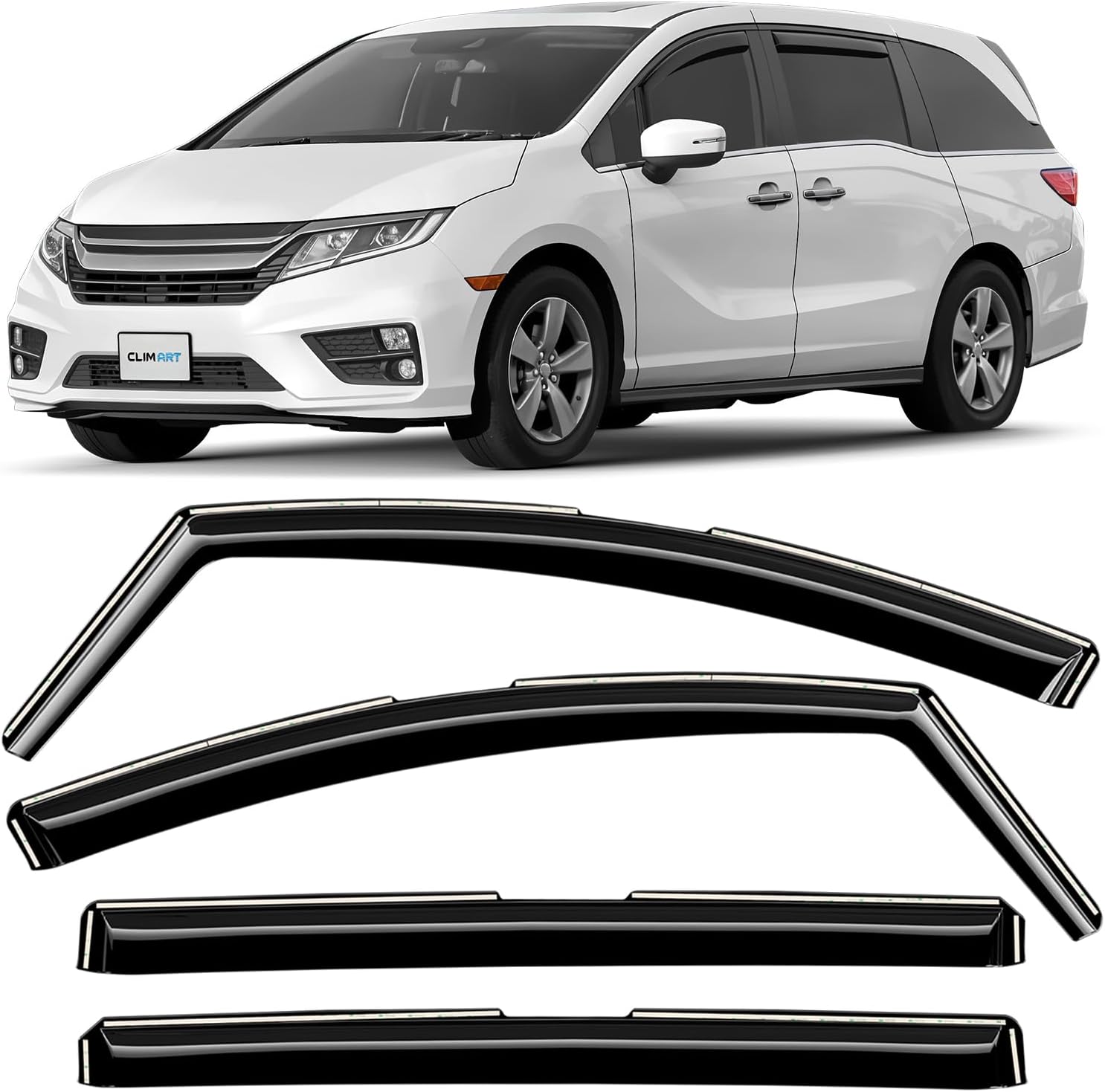 CLIM ART in-Channel Incredibly Durable Rain Guards for Honda Odyssey 2018-2026, Original Window Deflectors, Vent Window Visors, Vent Deflector, 4 pcs. - 618254